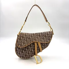 Christian Dior トロッター サドル レザー×キャンバス ベージュ ハンドバッグ ゴールド