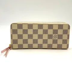 LOUIS VUITTON ポルトフォイユ クレマンス ダミエアズール ダミエアズール ローズバレリーヌ レザー×PVC ホワイト×ライトピンク ラウンドファスナー長財布 ゴールド N60252