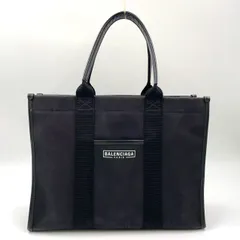 BALENCIAGA  ハードウェア ハンドバッグ レザー×キャンバス ブラック トートバッグ ゴールド 671400