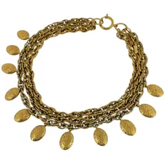 シャネル CHANEL ココマーク チェーン ネックレス ３連 チョーカー ネックレス GP ゴールド レディース 【中古】