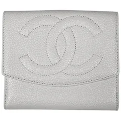 シャネル CHANEL ココマーク 二つ折り 財布 Wホック 二つ折り財布 キャビアスキン ホワイト レディース 【中古】