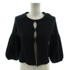 イエナ IENA カーディガン 長袖 ボリュームスリーブ ウール混 ラメ ブラック 黒