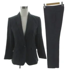 インディヴィ INDIVI スーツ ジャケット テーラードカラー シングル 1B パンツ ストレート 日本製 ストライプ ネイビー 紺 ブルー 青 グレー 40