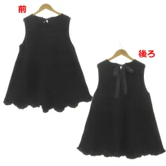 エンスウィート レナウン ensuite スカラップレース Aライン チュニック 1762-742111 ノースリーブ バックリボン ブラック 黒 F