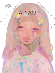 A-1709 女の子 ステッカー sticker 素材 コラージュ collage シール achashop