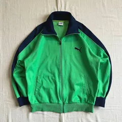 希少　90s　vintage　ヴィンテージ古着　OLD PUMA　プーマ　ヒットユニオン社　日本製　トラックジャケット　ハイネックジャージ　フルジップアップ　ピューマロゴ刺繍　グリーン×ネイビー　緑紺　XOサイズ　一点物　Y2K　C-BOY　個性派　ストリート