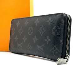 【仕事が整う黒】　LOUIS VUITTON　モノグラムエクリプス 長財布 14カード ジッピーオーガナイザー ラウンドファスナー 大容量設計　ブラック