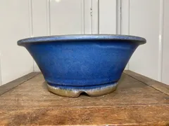 盆栽鉢　丸鉢　青　釉　観葉植物　多肉植物　山野草　草花　花　雑木　盆栽　小品盆栽　松盆栽　松柏　サボテン　鉢　植木鉢