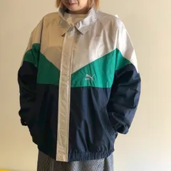 90s puma プーマ 襟付き 切り替えナイロン フーデッドジップジャケット ヴィンテージ Made in 台湾（メンズL）260104