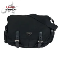 美品 PRADA プラダ テスート 三角ロゴプレート ブラック 黒 シルバー金具 ナイロン/レザー ショルダーバッグ メッセンジャーバッグ 505507【中古】