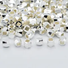 ビーズクラブ ロンデル メタルビーズ 四角 多面 小 白銀 50個 3mm ブレスレット ネックレス 金具 金属ビーズ パーツ