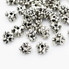 ビーズクラブ ロンデル メタルビーズ 花 みつまた シルバー 50個 5mm ブレスレット ネックレス 金具 金属ビーズ パーツ