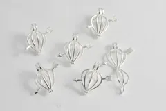 チャーム かご ロケット ペンダント 銀 5個セット 21mm ピアス イヤリング パーツ ビーズクラブ