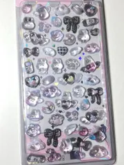 ドロップ　立体 シール 凹まない　しろくろ　うさぎ と リボン　天使   ステッカー シール 帳 デコレーション バレンタイン ご褒美　プレゼント 平成 女児  ボンボン 肉球　バラ　月