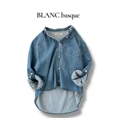 BLANC basque ブランバスク パールボタンデニムシャツ 38 M ブルー 定価15180円 BB88-105 ヴィンテージ加工 綿100% 袖ロールアップ ダンガリーシャツ ワークシャツ 6J033