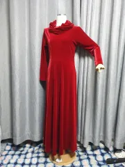 ツアーベルベット レッド マキシワンピース