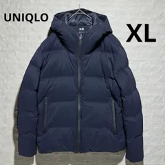 UNIQLO ユニクロ シームレスダウンパーカー ダウンジャケット XL ネイビー メンズ ダウン90% 防風 防寒 フード付き 裾ドローコード 二重襟 軽量 保温 アウター 冬物 大きめサイズ カジュアル 通勤 通学