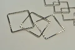 メタルフープ 18mm 6個 スクエア デザイン 銀 ピアス イヤリング パーツ ビーズクラブ