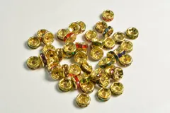 ビーズクラブ ロンデル メタルビーズ スペーサー カラーアソート ミックス 6mm 金 平型 45個セット ブレスレット
