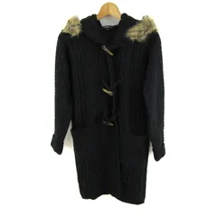 コムサイズム ニットコート ダッフルコート アウター ケーブルニット レディース 7サイズ ブラック COMME CA ISM 【中古】