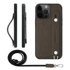新品 HANATORA for iPhone 13ProMax ケース 本革 耐衝撃 背面ベルト ストラップリング スマホケース スマホ スタンド機能 ネックストラップ 付き カードポケット シュリンクレザー ギフト トープ CGHGZ-13ProMax-Ta