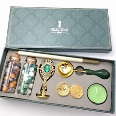 シーリングワックスセット 贈り物 小 シーリングスタンプセット ギフトボックス ワックス キャンドル スタンプヘッド スタンプハンドル カラーペン ビーズクラブ