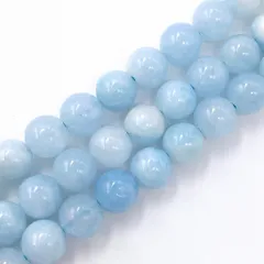 藍玉 アクアマリン 宝石 ラウンド 8mm 1連 48玉 天然石 パワーストーン ブレスレット用ビーズ アクセサリーパーツ 手芸 ハンドメイド DIY ビーズクラブ