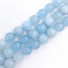 藍玉 アクアマリン 宝石 ラウンド 6mm 1連 61玉 天然石 パワーストーン ブレスレット用ビーズ アクセサリーパーツ 手芸 ハンドメイド DIY ビーズクラブ