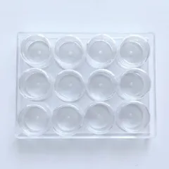 クリアケース 小 12個 小分け容器 蓋付き ラウンドケース パーツケース 携帯用 出張 旅行 化粧品収納 材料入れ ボックス ビーズクラブ