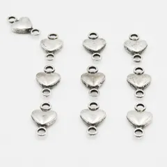 チャーム ハート二環 シルバー 15mm 10個 K-015 銀色 ネックレス ブレスレット ピアス diy道具 アクセサリーパーツ ビーズクラブ