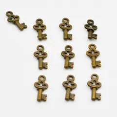 チャーム 鍵 金古美 17mm 10個 K-018 アンティークゴールド 鍵 キー ブロンズ 青銅色 ハンドメイド ビーズクラブ