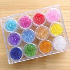 アクリルケース入りアクリルビーズ ダイヤカット アソート 大容量 6mm クリア マルチカラー 丸型ケース クリアケース DIY ビーズクラブ