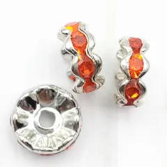 ロンデル 波型 オレンジ シルバー 10mm 50個 K-053 スペーサービーズ ラインストーン メタルビーズ ブレスレット アクセサリーパーツ ビーズクラブ