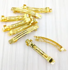 ヘアクリップ バレッタ用金具 ゴールド 10個 77mm 金色 ヘア金具 バナナクリップ ハンドメイドパーツ DIY ビーズクラブ