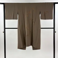 【美品】 道中着 身丈116cm 裄丈63.5cm S 和装コート 笠松 藤 金彩 刺繍 茶色 正絹 逸品 【中古】