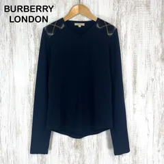 BURBERRY LONDON バーバリーロンドン ホースロゴ刺繍 ノバチェック Vネック ロンT 長袖 カットソー レディース トップス ネイビー