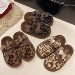 新品 1+1 レディース レオパード ファー スリッパ 3COLOR