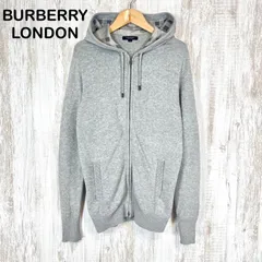 BURBERRY LONDON バーバリーロンドン ホースロゴ刺繍 チェック ダブルジップアップ コットン 長袖 パーカー グレー