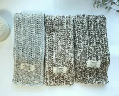 天然素材 手編みマフラー (ラムウール+純綿)新品