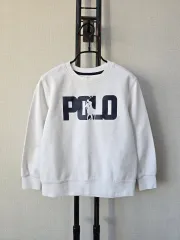 ポロ ラルフローレン 白 ラウンド 長袖 Tシャツ