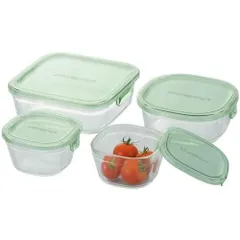 iwaki(イワキ) 耐熱ガラス 保存容器 グリーン 4個セット パック&レンジ PS-PRN-4G1