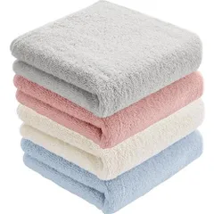 AYO フェイスタオル ホテル仕様 4枚セット 4色 ふかふか 綿100% 34×80cm 高吸水 耐久性 無地 毛羽落ち少ない ギフト