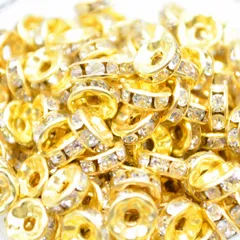 ビーズクラブ ロンデル メタルビーズ スペーサー 金 平型 45個 8mm メタルビーズ ブレスレット 金具 金属ビーズ パーツ