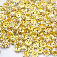 ビーズクラブ ロンデル メタルビーズ スペーサー 金 平型 45個 7mm メタルビーズ ブレスレット 金具 金属ビーズ パーツ