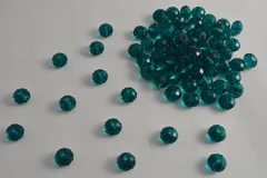 ビーズクラブ ガラスビーズ ボタンカット No.32 8mm 青緑 連売り ビーズパーツ ネックレス ブレスレット