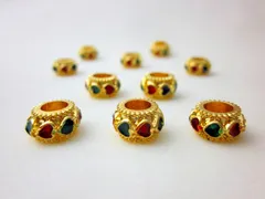 ビーズクラブ ロンデル メタルビーズ 金 リング型 3色 ハート 10mm 5個 ブレスレット 金具 金属ビーズ パーツ