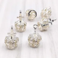 チャーム 王冠クロス 大 白銀 10個 20mm ビーズクラブ