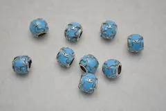 ビーズクラブ ロンデル メタルビーズ カラー星 水色 銀 10.5mm 5個セット ブレスレット ネックレス 金具 金属ビーズ