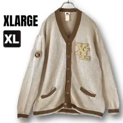00s旧タグ★エクストララージ/XLARGE★レタードカーディガン★コットンニット★グリーン★メンズXL   #2601J040