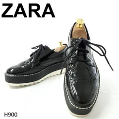 ZARA ザラウーマン　ウイングチップ　厚底レースアップシューズ　ブラック　23cm